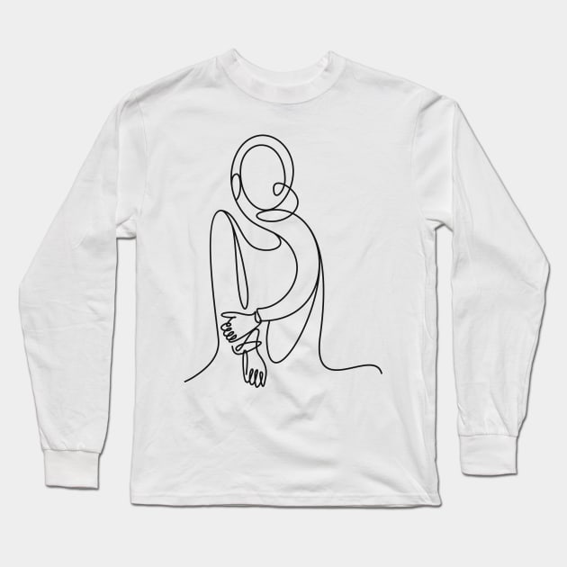 Lineart Girl Long Sleeve T-Shirt by Whatastory